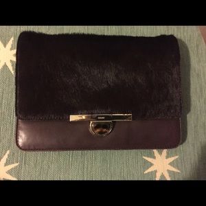 DKNY Oxblood Calf Hair Clutch